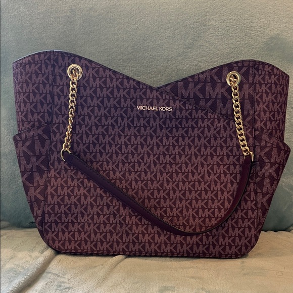 Michael Kors Handbags - Michael Kors Dark Purple Shoulder Bag with Gold Accents